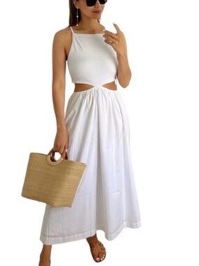Abercrombie & Fitch White Cutout Spaghetti-Strap Maxi Dress